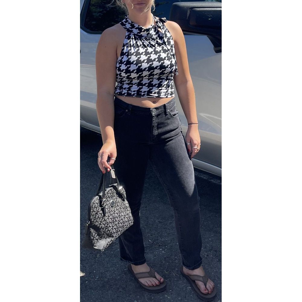 Jonden Crop Top Small Black & White